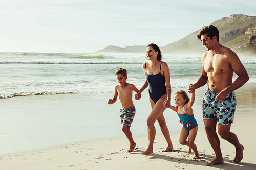 Cheerful family on the beach