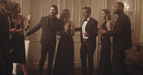 Group of friends enjoying a gala night