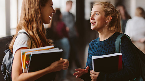 Girls chatting after the lecture