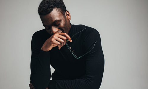 Man dreaming and smiling