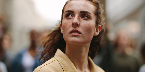 Woman activist looking away