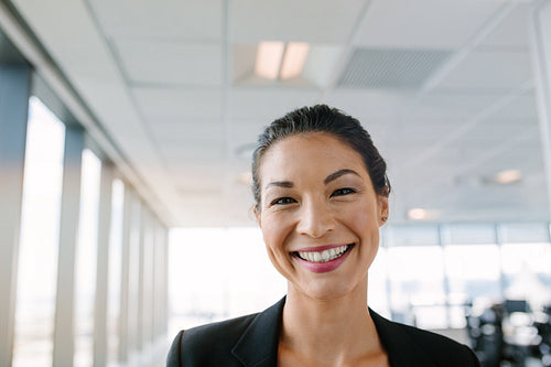 Businesswoman with big smile on her face