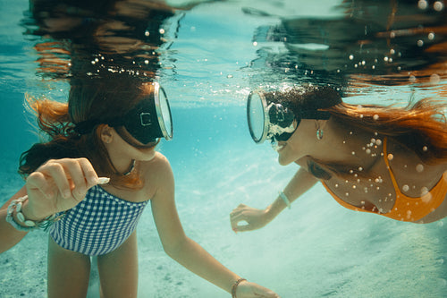 Underwater fun and playful swimming with masks
