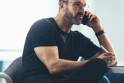 Businessman on a phone call