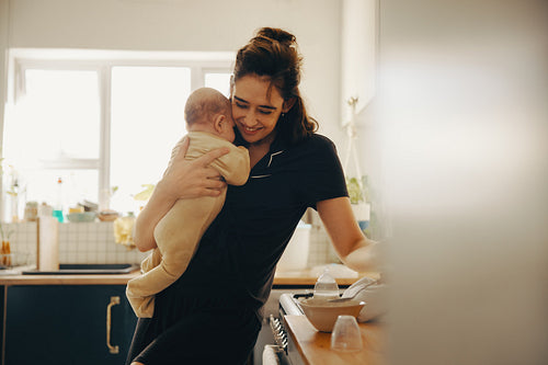 Mother bonding with her baby