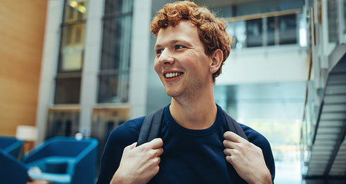 Teenage student in college