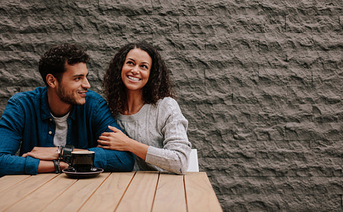 Loving couple at coffee shop