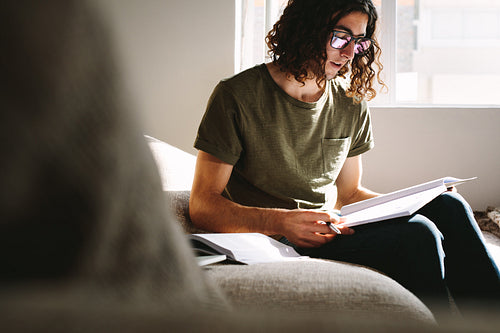 Student studying at home