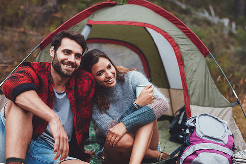 Couple spending quality time together on a camping holiday