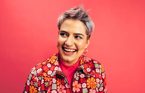 Young woman looking away with a smile