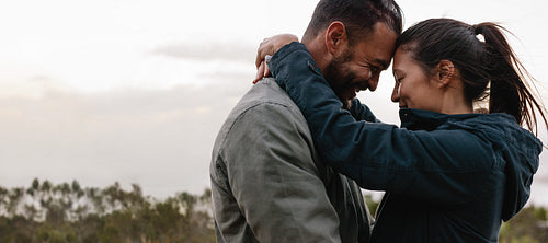 Young couple in love standing together