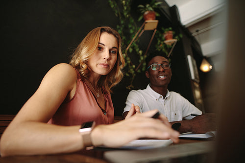 Business partners meeting up at a coffee shop