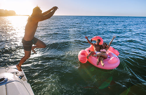 Friends having fun on their summer vacation