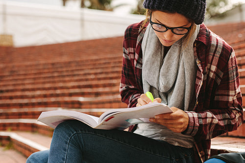 University student studying at campus