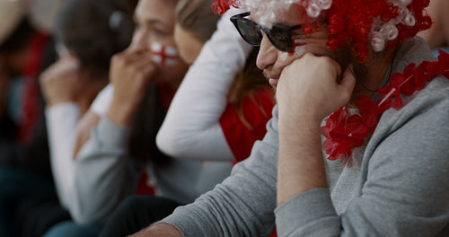 Disappointed England soccer fans in stadium