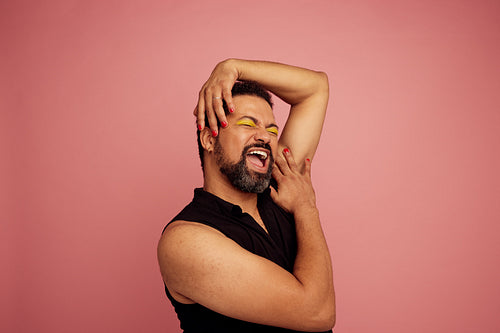 Smiling and confident drag queen