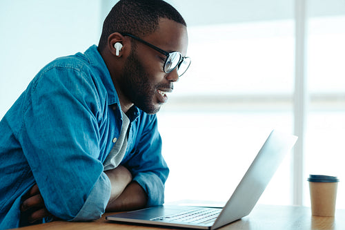 Businessman in a virtual meeting at the office