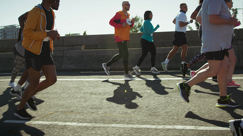 Runners exercising on an urban road