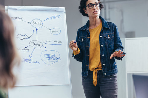 Businesswoman in casuals giving presentation