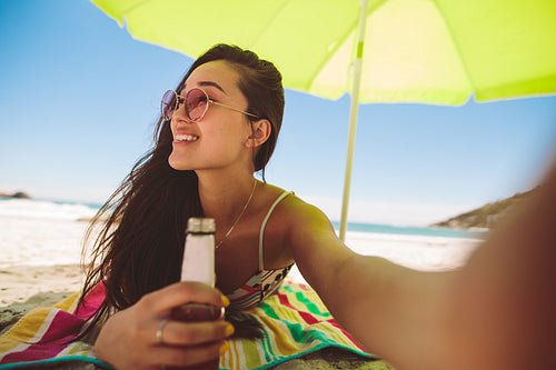 Woman enjoying at a beach