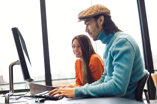 Students researching information for academic project