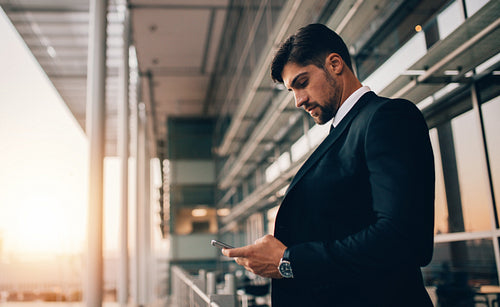 Business executive waiting for his flight at airport
