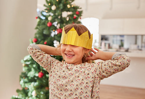 Cute little girl wearing crown
