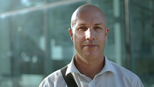 Mid adult businessman with bald head