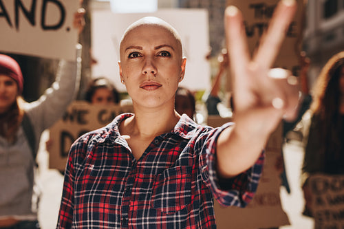 People protesting outdoors on city street