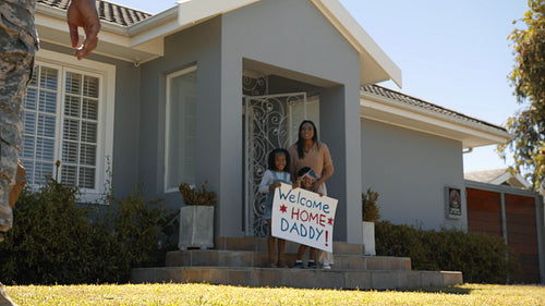 Military homecoming: Soldier returns home and reunites with his family after a long deployment