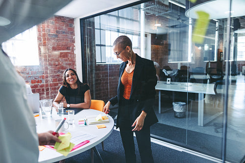 Businesswomen sharing their ideas in a modern office