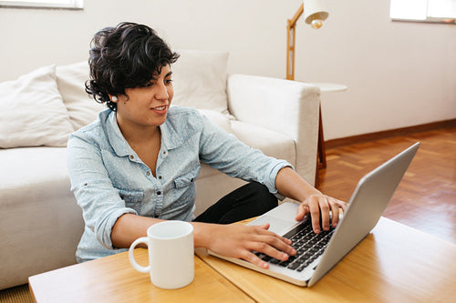 Woman working from home