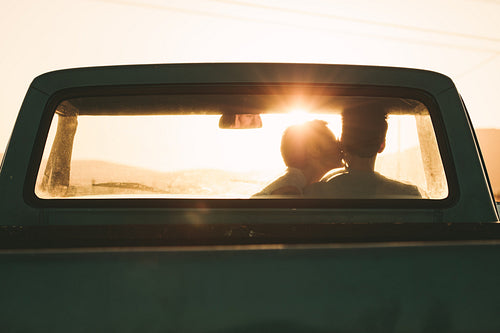 Couple enjoying on a road trip