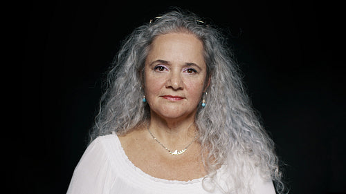 Senior woman with white hair