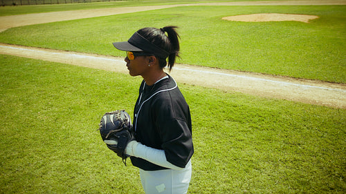 Baseball player on the diamond ready for action