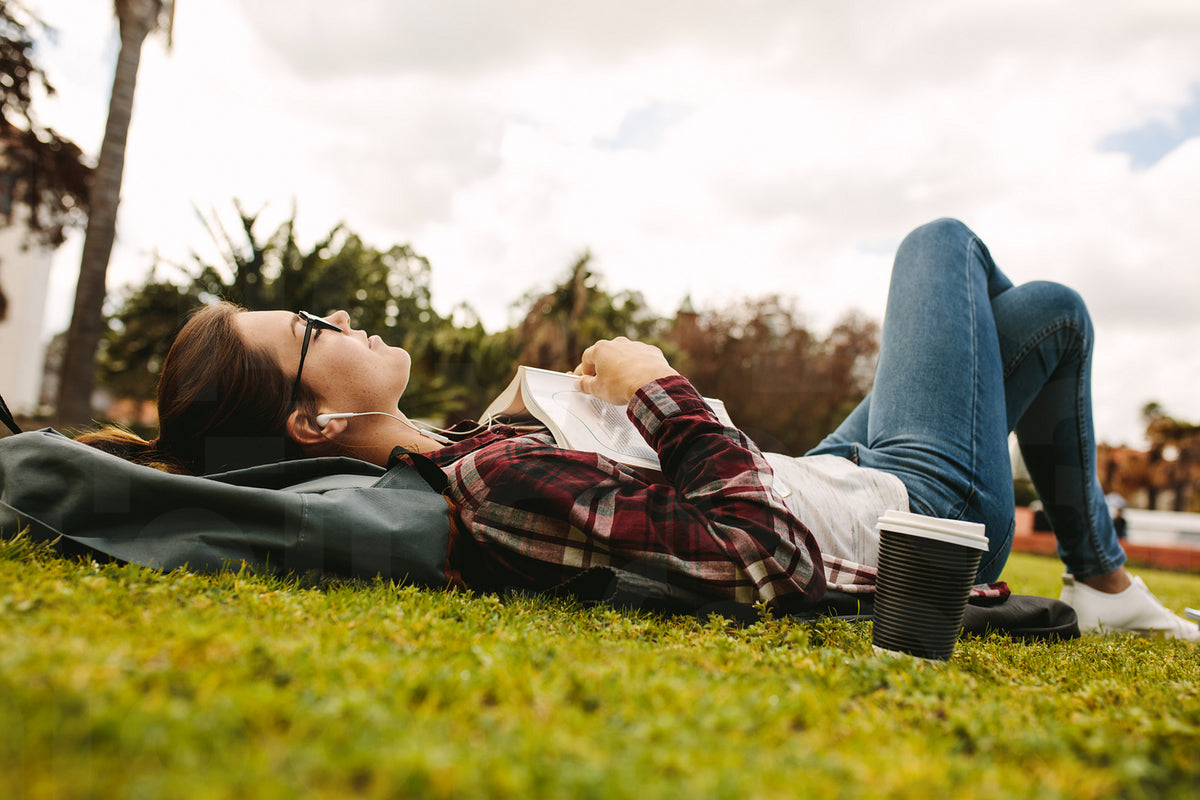 Girl resting at college campus – Jacob Lund Photography Store- premium ...