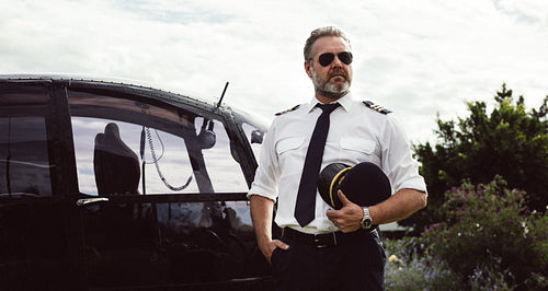 Mature pilot in uniform