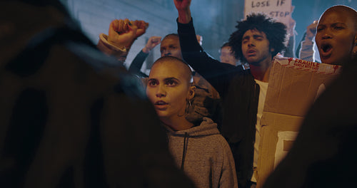 Activists demonstrating against police force