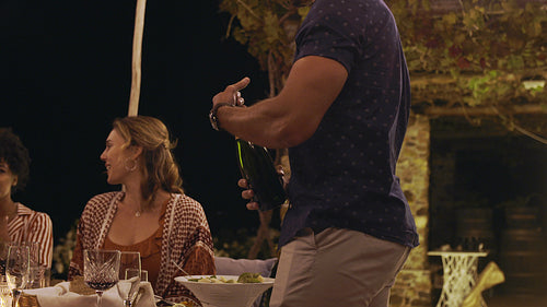 Friends having drinks at a party