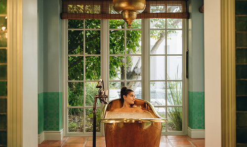 Unwinding in a luxury bathtub