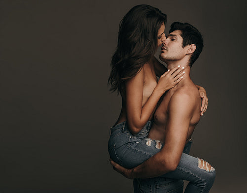 Romantic couple in a sensual moment