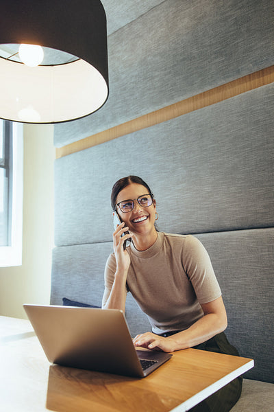 Young business professional taking a phone call