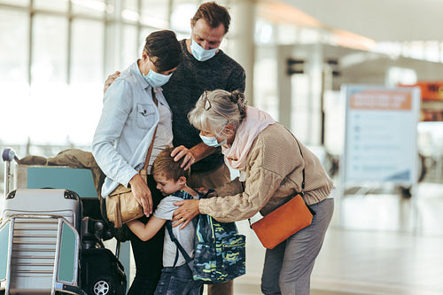 Senior woman meeting her daughter's family