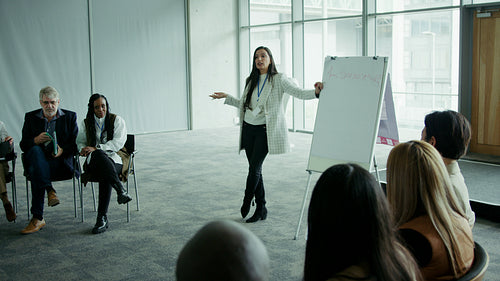 Woman presents to business group