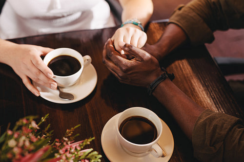 Couple on a date at coffee shop