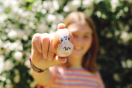 Close up of a painted easter egg