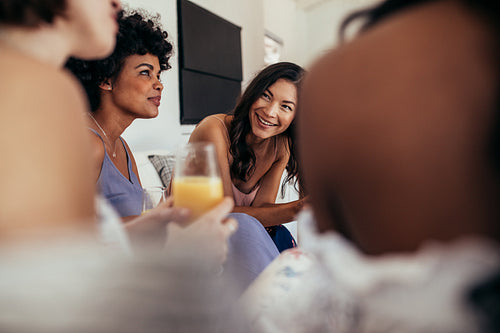Group of multiracial friends at a party