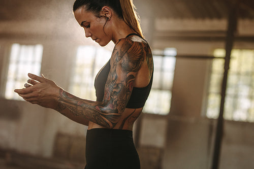 Fitness woman taking break after workout