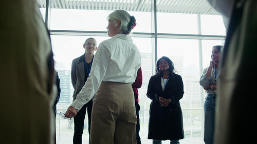 Woman speaks at business conference