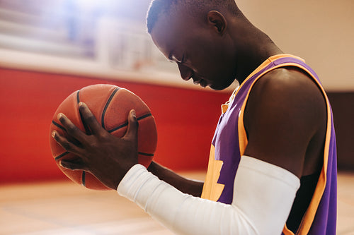 Focused hands: Player mentally prepares before shooting the ball